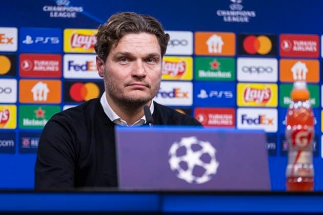 UEFA Champions League, Borussia Dortmund - Atletico Madrid, 16.04.2023 Edin Terzic (Borussia Dortmund, Cheftrainer) bei der Pressekonferenz nach dem Spiel. UEFA Champions League, Borussia Dortmund - Atletico Madrid, Rückspiel Viertelfinale, am 16.04.2023, Signal Iduna Park, Dortmund UEFA regulations prohibit any use of photographs as image sequences and or quasi-video Copyright: xBEAUTIFULxSPORTS Meuselx