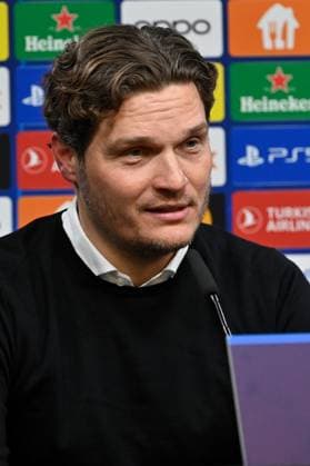 16.04.2024, xjrdrx, Fussball UEFA Champions League, Borussia Dortmund - Atletico Madrid emspor, v.l. Trainer Edin Terzic (Borussia Dortmund) auf der Pressekonferenz nach dem Spiel (DFL DFB REGULATIONS PROHIBIT ANY USE OF PHOTOGRAPHS as IMAGE SEQUENCES and or QUASI-VIDEO) Dortmund