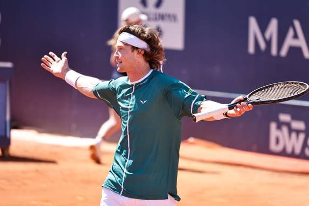 Andrey Rublev (RUS), APRIL16, 2024 - Tennis : Rublev is frustrated after a missed shot during singles 2nd round match against Brandon Nakashima on the Barcelona Open Banc Sabadell tennis tournament at the Real Club de Tenis de Barcelona in Barcelona, Spain. Noxthirdxpartyxsales  (250404815)