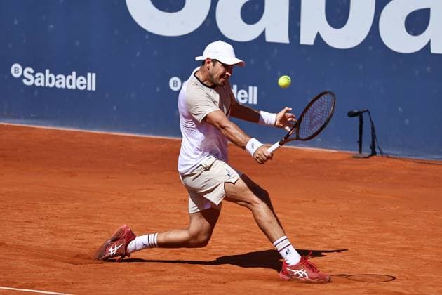 Dusan Lajovic (SRB), APRIL16, 2024 - Tennis Dusan Lajovic during singles 1st round match against Diego Schwartzman on the Barcelona Open Banc Sabadell tennis tournament at the Real Club de Tenis de Barcelona in Barcelona, Spain. Noxthirdxpartyxsales  (250404974)
