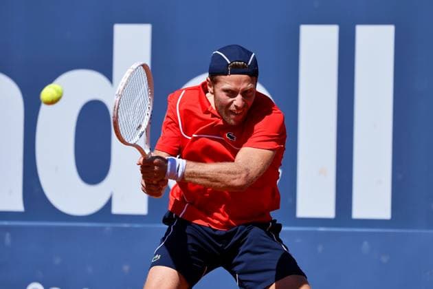 Hugo Grenier (FRA), APRIL16, 2024 - Tennis : Hugo Grenier during singles 1st round match against Roberto Carballes Baena on the Barcelona Open Banc Sabadell tennis tournament at the Real Club de Tenis de Barcelona in Barcelona, Spain. Noxthirdxpartyxsales  (250408614)