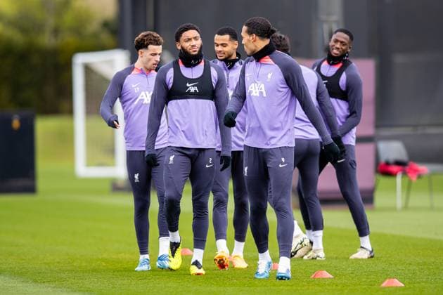 Football - UEFA Europa League - Quarter-Final 2nd Leg - BC Atalanta v Liverpool FC - MD-1 LIVERPOOL, ENGLAND - Wednesday, April 17, 2024: Liverpool s Joe Gomez during a training session at the AXA Training Centre ahead of the UEFA Europa League Quarter-Final 2nd Leg match between BC Atalanda and Liverpool FC. (Photo by Jessica Hornby Propaganda) LIVERPOOL AXA Training Centre MERSEYSIDE ENGLAND  Copyright: xDavidxRawcliffex P2024-04-17-LFC_Training_Atalanta-10