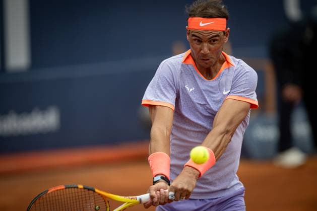 Rafael Nada (Spain) plays a backhand during a second round ATP, Tennis Herren 500 Barcelona Open Banc Sabadell 2024 match at Real Club de Tenis de Barcelona, in Barcelona, Spain on April 17, 2024. (Photo Felipe Mondino) Copyright: x@FELIPExMONDINOx