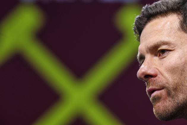 Leverkusen press conference, PK, Pressekonferenz 17 April 2024, London - EUROPA League - Bayer 04 Leverkusen Press Conference - Leverkusen head coach Xabi Alonso - Photo: Charlotte Wilson Offside. London UK Copyright: xCharlottexWilsonx xOffsidexOffside