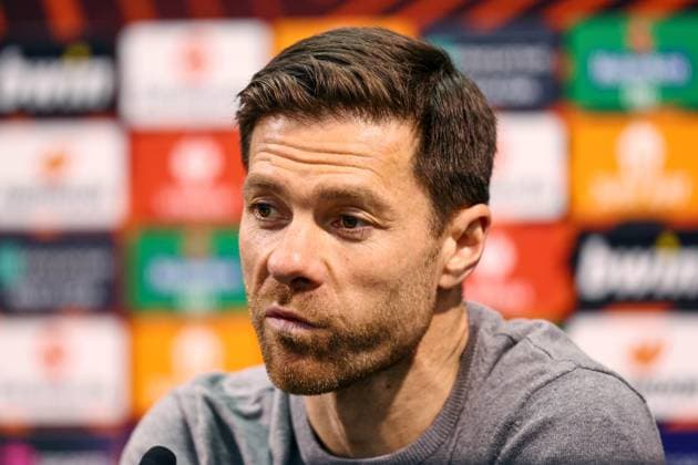 Leverkusen press conference, PK, Pressekonferenz 17 April 2024, London - EUROPA League - Bayer 04 Leverkusen Press Conference - Leverkusen head coach Xabi Alonso - Photo: Charlotte Wilson Offside. London UK Copyright: xCharlottexWilsonx xOffsidexOffside