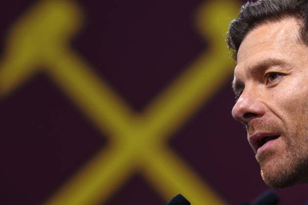 Leverkusen press conference, PK, Pressekonferenz 17 April 2024, London - EUROPA League - Bayer 04 Leverkusen Press Conference - Leverkusen head coach Xabi Alonso - Photo: Charlotte Wilson Offside. London UK Copyright: xCharlottexWilsonx xOffsidexOffside