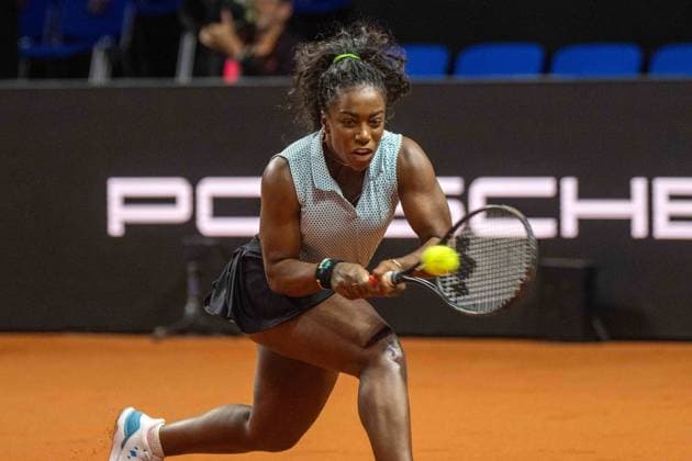 Sachia Vickery (USA). xettx,Deutschland, Stuttgart, 17.04.2024, Tennis, Porsche Tennis Grand Prix, Day 5, 2024, Runde 2, S.Vickery-C.Gauff, Porsche Arena Foto: A2 Bildagentur Peter Hartenfelser