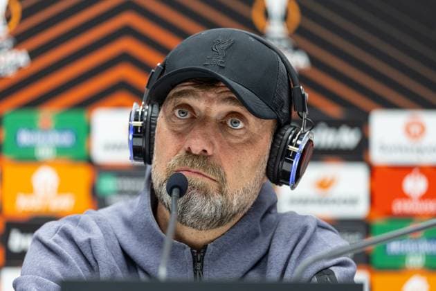 Football - UEFA Europa League - Quarter-Final 2nd Leg - BC Atalanta v Liverpool FC - MD-1 BERGAMO, ITALY - Wednesday, April 17, 2024: Liverpool s manager Jürgen Klopp during a press conference, PK, Pressekonferenz at the Stadio Atleti Azzurri d Italia ahead of the UEFA Europa League Quarter-Final 2nd Leg match between BC Atalanta and Liverpool FC. (Photo by David Rawcliffe Propaganda) BERGAMO Stadio Atleti Azzurri d Italia LOMBARDY ITALY  Copyright: xDavidxRawcliffex P2024-04-17-Atalanta_Liverpool_MD-1-64