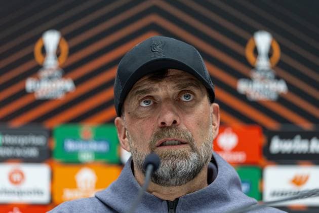 Football - UEFA Europa League - Quarter-Final 2nd Leg - BC Atalanta v Liverpool FC - MD-1 BERGAMO, ITALY - Wednesday, April 17, 2024: Liverpool s manager Jürgen Klopp during a press conference, PK, Pressekonferenz at the Stadio Atleti Azzurri d Italia ahead of the UEFA Europa League Quarter-Final 2nd Leg match between BC Atalanta and Liverpool FC. (Photo by David Rawcliffe Propaganda) BERGAMO Stadio Atleti Azzurri d Italia LOMBARDY ITALY  Copyright: xDavidxRawcliffex P2024-04-17-Atalanta_Liverpool_MD-1-39