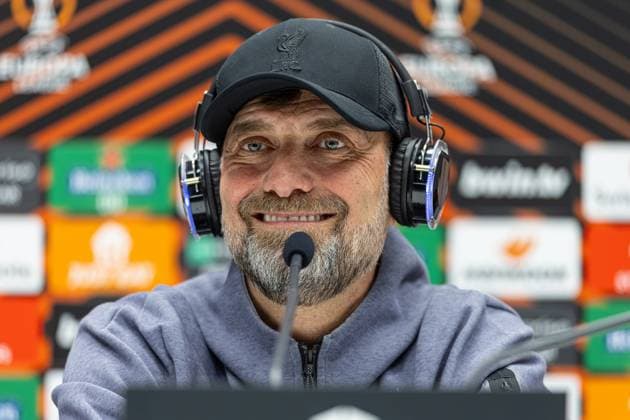 Football - UEFA Europa League - Quarter-Final 2nd Leg - BC Atalanta v Liverpool FC - MD-1 BERGAMO, ITALY - Wednesday, April 17, 2024: Liverpool s manager Jürgen Klopp during a press conference, PK, Pressekonferenz at the Stadio Atleti Azzurri d Italia ahead of the UEFA Europa League Quarter-Final 2nd Leg match between BC Atalanta and Liverpool FC. (Photo by David Rawcliffe Propaganda) BERGAMO Stadio Atleti Azzurri d Italia LOMBARDY ITALY  Copyright: xDavidxRawcliffex P2024-04-17-Atalanta_Liverpool_MD-1-59