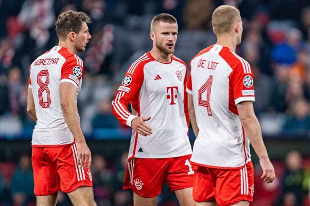 Leon Goretzka (FC Bayern Muenchen, 8) Eric Dier (FC Bayern Muenchen, 15) Matthijs de Light (FC Bayern Muenchen, 4) FC Bayern Muenchen vs. FC Arsenal, Fussball, UEFA Champions League, Viertelfinale Quarterfinal, 17.04.2024 FC Bayern Muenchen vs. FC Arsenal, Fussball, UEFA Champions League, Viertelfinale Quarterfinal, 17.04.2024 München Copyright: xEibner-Pressefoto BahhoxKarax EP_BKA