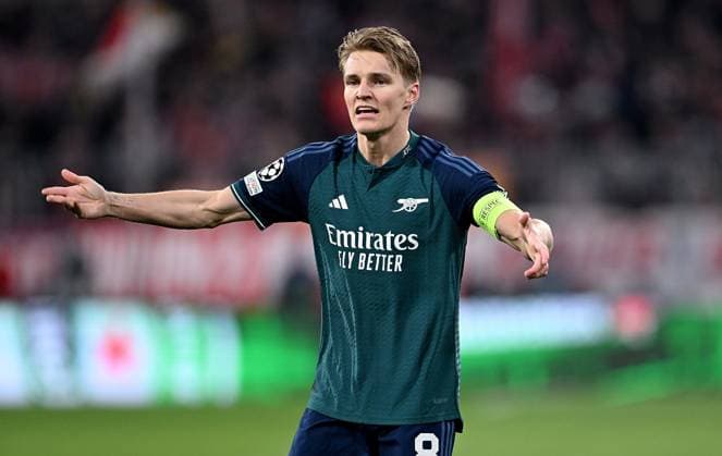 FUSSBALL CHAMPIONS LEAGUE SAISON 2023 2024 Viertelfinale Rueckspiel FC Bayern Muenchen - FC Arsenal London 17.04.2024 Martin Oedegaard (FC Arsenal London)