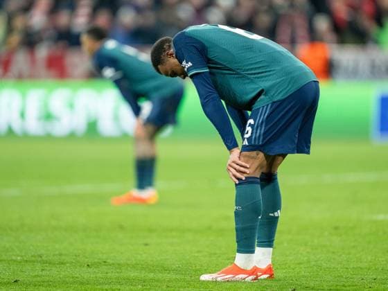 Gabriel (FC Arsenal London, 06), ist enttäuscht enttaeuscht, unzufrieden, negative Emotionen, GER, FC Bayern Muenchen (FCB) vs. FC Arsenal (ARS), Fussball, UEFA Champions League, Viertelfinal Rueckspiel, Saison 2023 2024, 17.04.2024, DFB DFL regulations prohibit any use of photographs as image sequences and or quasi-video., GER, FC Bayern Muenchen (FCB) vs. FC Arsenal (ARS), Fussball, UEFA Champions League, Viertelfinal Rueckspiel, Saison 2023 2024, 17.04.2024 Muenchen Copyright: xEibner-Pressefoto SaschaxWaltherx EP_EER