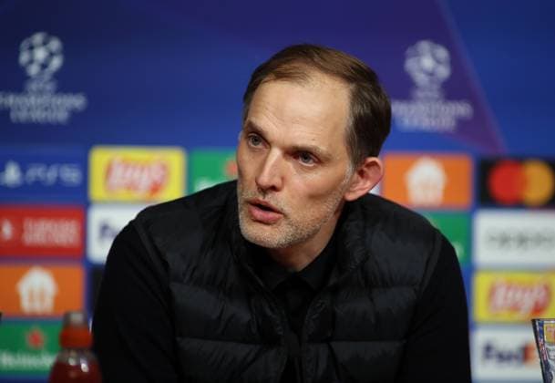 München, Deutschland 17. April 2024: Fussball, Herren, Champions League, Saison 2023 2024, Viertelfinale Rückspiel, FC Bayern München - FC Arsenal, Allianz Arena Thomas Tuchel, Trainer (FC Bayern München) Kopf, Portrait auf der Pressekonferenz nach dem Spiel