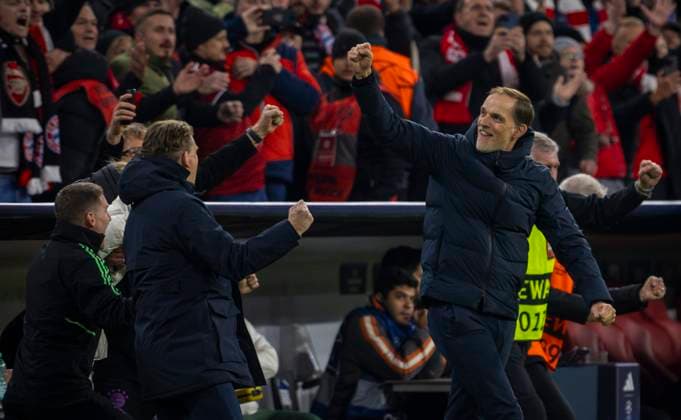 Munich Germany. 17th Apr 2024. Final jubilation: Coach Thomas Tuchel (Muenchen) Bayern Munich - Arsenal London 17.04.2024 Bayern München - Arsenal London