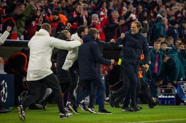 Munich Germany. 17th Apr 2024. Final jubilation: Coach Thomas Tuchel (Muenchen) Bayern Munich - Arsenal London 17.04.2024 Bayern München - Arsenal London