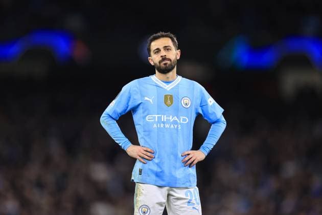 Football - UEFA Champions League - Quarter Final (2nd Leg) - Manchester City v Real Madrid 17th April 2024 - UEFA Champions League - Quarter Final (2nd Leg) - Manchester City v Real Madrid - Bernardo Silva of Manchester City - Photo: Simon Stacpoole Offside. Manchester UK Copyright: xSimonxStacpoolexOffside