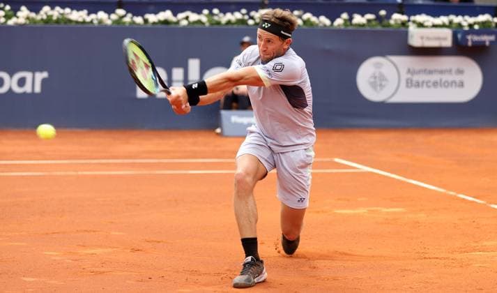April 17, 2024, Sabadell, Barcelona, Spain: Barcelona Spain 17.04.2024 Casper Ruud (Norway) control the ball in the match between Casper Ruud (Norway) and Alexandre Muller (France) during the Day 5 of the Barcelona Open Banc Sabadell Godo on 17 April 2024 in Barcelona. Sabadell Spain - ZUMAu50_ 20240417_zsp_u50_006 Copyright: xXavixUrgelesx