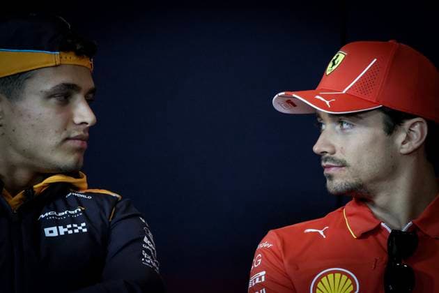LECLERC Charles (mco), Scuderia Ferrari SF-24, portrait, NORRIS Lando (gbr), McLaren F1 Team MCL38, portrait press conference, PK, Pressekonferenz during the Formula 1 Lenovo Chinese Grand Prix 2024, 5th round of the 2024 Formula One World Championship, WM, Weltmeisterschaft from April 19 to 21, 2024 on the Shanghai International Circuit, in Shanghai, China - F1 - CHINESE GRAND PRIX 2024 DPPI Panoramic 01094