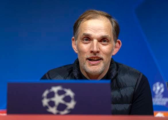17.04.2024, Fussball UEFA Championsleague 2023 2024: Viertelfinale, FC Bayern München - FC Arsenal London, in der Allianz-Arena München. Pressekonferenz nach dem Spiel mit Trainer Thomas Tuchel (FC Bayern München)