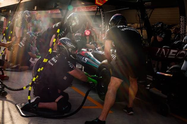 The Mercedes AMG F1 Team W15, during the Formula 1 Lenovo Chinese Grand Prix 2024, 5th round of the 2024 Formula One World Championship, WM, Weltmeisterschaft from April 19 to 21, 2024 on the Shanghai International Circuit, in Shanghai, China - F1 - CHINESE GRAND PRIX 2024 DPPI Panoramic  240418_R05_CHINA_DP_FGOO5994.JPG
