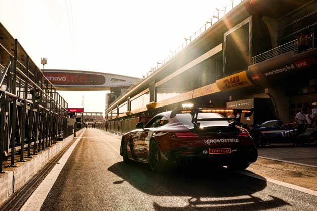 The FIA Mercedes-AMG GT Black Series Safety Car during the Formula 1 Lenovo Chinese Grand Prix 2024, 5th round of the 2024 Formula One World Championship, WM, Weltmeisterschaft from April 19 to 21, 2024 on the Shanghai International Circuit, in Shanghai, China - F1 - CHINESE GRAND PRIX 2024 DPPI Panoramic  240418_R05_CHINA_DP_FGOO6059.JPG