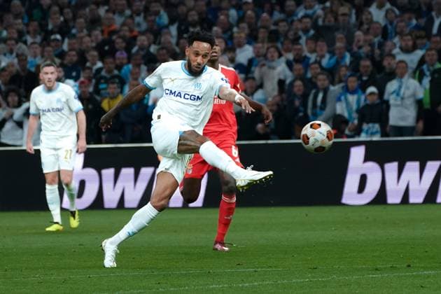 Pierre Emerick Aubameyang (Olympique de Marseille) FOOTBALL : Olympique de Marseille vs SL Benfica - Ligue Europa - Quart de finale retour - Marseille - 18 04 2024 NorbertScanella Panoramic 