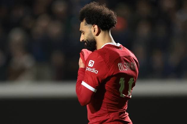 Bergamo, Italy, 18th April 2024. Mohamed Salah of Liverpool FC reacts during the UEFA Europa League match at Stadio di Bergamo , Bergamo. Picture credit should read: Jonathan Moscrop Sportimage EDITORIAL USE ONLY. No use with unauthorised audio, video, data, fixture lists, club league logos or live services. Online in-match use limited to 120 images, no video emulation. No use in betting, games or single club league player publications. SPI-3084-0010
