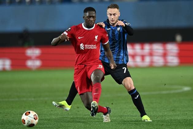 Db Bergamo 18 04 2024 - Europa League Atalanta-Liverpool foto Daniele Buffa Image nella foto: Ibrahima Konate™-Teun Koopmeiners 