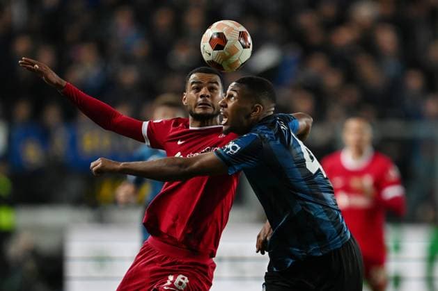 Sport Bilder des Tages Cm Bergamo 18 04 2024 - Europa League Atalanta-Liverpool foto Cristiano Mazzi Image nella foto: Cody Gakpo-Isak Hien 