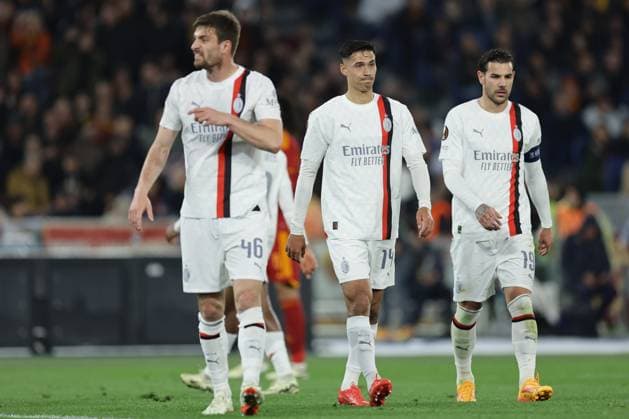UEFA Europa League AS Roma and AC Milan Ac Milan looks dejected during the Quarter-Final second leg match between AS Roma and AC Milan at Stadio Olimpico on April 18, 2024 in Rome, Italy. ABPH3497 Copyright: xAntonioxBalascox
