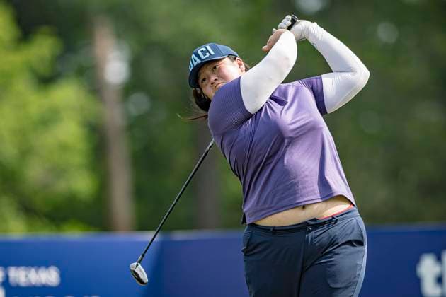 April 18, 2024, The Woodlands, Texas, USA: ANGEL YIN tees off at the 7th hole during round 1 of The Chevron Championship at The Club at Carlton Woods on April 18, 2024, in The Woodlands, Texas. The Woodlands USA - ZUMAp213 20240418_znp_p213_083 Copyright: xLynnxPenningtonx