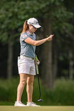 April 18, 2024, The Woodlands, Texas, USA: LEONA MAGUIRE reads the green during round 1 of The Chevron Championship at The Club at Carlton Woods on April 18, 2024, in The Woodlands, Texas. The Woodlands USA - ZUMAp213 20240418_znp_p213_104 Copyright: xLynnxPenningtonx