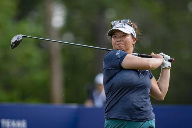 April 18, 2024, The Woodlands, Texas, USA: MEGAN KHANG tees off at the 7th hole during round 1 of The Chevron Championship at The Club at Carlton Woods on April 18, 2024, in The Woodlands, Texas. The Woodlands USA - ZUMAp213 20240418_znp_p213_107 Copyright: xLynnxPenningtonx