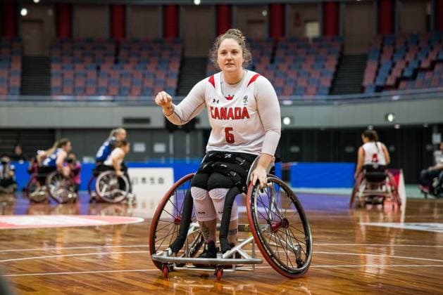Rollstuhlbasketball, Frauen, IWBF Paralympics Quali, Kanada - Frankreich 2024 IWBF Women’s Repechage: Kanada - Frankreich; 19.04.2024 Arinn Young (Kanada, 6) gestikuliert 2024 IWBF Women’s Repechage: Kanada - Frankreich; Asue Arena, Osaka Copyright: xBEAUTIFULxSPORTS Wunderlx