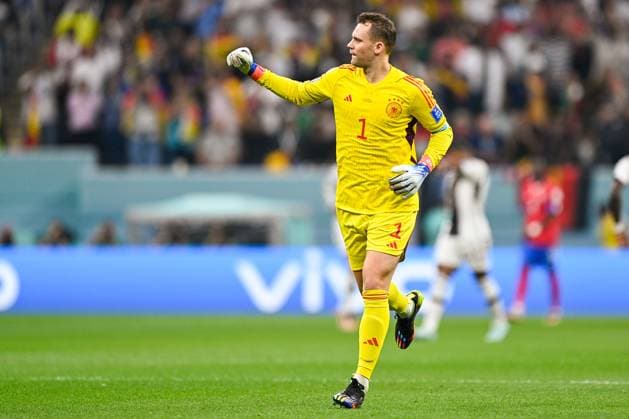 2022-12-01 Costa Rica v Germany - Group E - FIFA World Cup, WM, Weltmeisterschaft, Fussball Qatar 2022 AL KHOR, QATAR - DECEMBER 1: Manuel Neuer of Germany reacts after his sides first goal during the Group E - FIFA World Cup Qatar 2022 match between Costa Rica and Germany at the Al Bayt Stadium on December 1, 2022 in Al Khor, Qatar (Photo by Pablo Morano BSR Agency) Al Khor Qatar Content not available for redistribution in The Netherlands directly or indirectly through any third parties. Copyright: xBSRxAgencyx