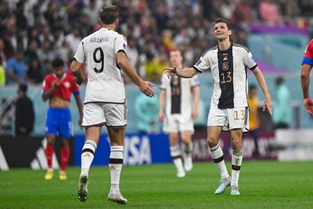 2022-12-01 Costa Rica v Germany - Group E - FIFA World Cup, WM, Weltmeisterschaft, Fussball Qatar 2022 AL KHOR, QATAR - DECEMBER 1: Thomas Muller of Germany reacts during the Group E - FIFA World Cup Qatar 2022 match between Costa Rica and Germany at the Al Bayt Stadium on December 1, 2022 in Al Khor, Qatar (Photo by Pablo Morano BSR Agency) Al Khor Qatar Content not available for redistribution in The Netherlands directly or indirectly through any third parties. Copyright: xBSRxAgencyx