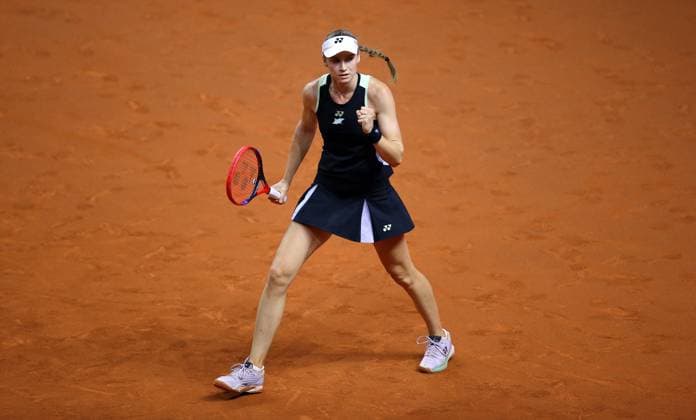19.04.2024, Deutschland, Stuttgart, Porsche Tennis Grand Prix 2024, Viertelfinale, Elena Rybakina KAZ jubelt, Jubel