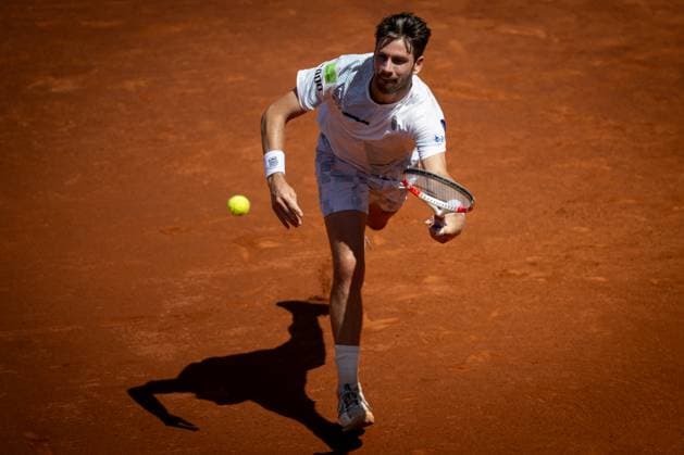 Cameron Norrie (UK) plays forehand shot against Tomas Etcheverry (Argentina) during a quarterfinal ATP, Tennis Herren 500 Barcelona Open Banc Sabadell 2024 match at Real Club de Tenis de Barcelona, in Barcelona, Spain on April 19, 2024. Photo by Felipe Mondino Copyright: x@FELIPExMONDINOx