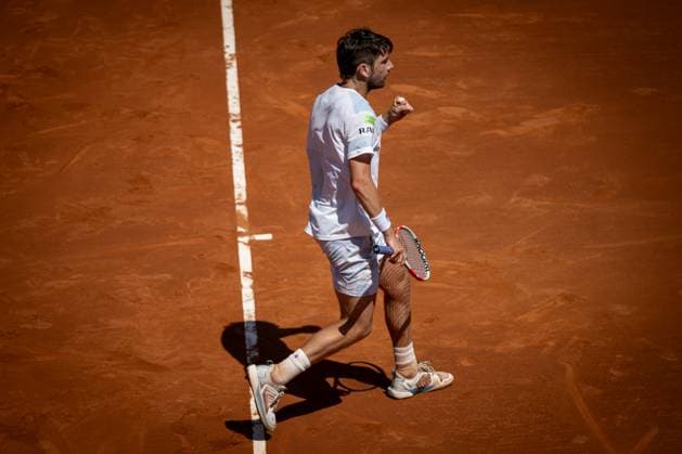 Cameron Norrie (UK) celebrates during a quarterfinal ATP, Tennis Herren 500 Barcelona Open Banc Sabadell 2024 match at Real Club de Tenis de Barcelona, in Barcelona, Spain on April 19, 2024. Photo by Felipe Mondino Copyright: x@FELIPExMONDINOx
