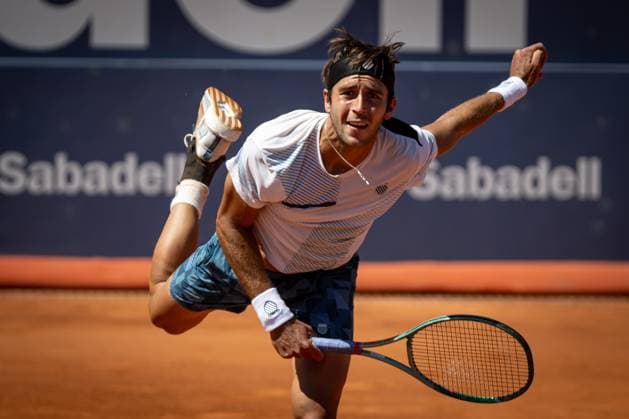 Sport Bilder des Tages Tomas Etcheverry (Argentina) during a quarterfinal ATP, Tennis Herren 500 Barcelona Open Banc Sabadell 2024 match at Real Club de Tenis de Barcelona, in Barcelona, Spain on April 19, 2024. Photo by Felipe Mondino Copyright: x@FELIPExMONDINOx