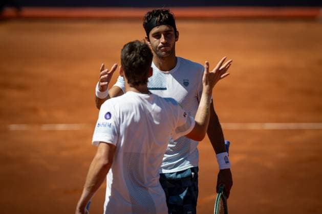 Tomas Etcheverry (Argentina) celebrates his victory over Cameron Norrie (UK) during a quarterfinal ATP, Tennis Herren 500 Barcelona Open Banc Sabadell 2024 match at Real Club de Tenis de Barcelona, in Barcelona, Spain on April 19, 2024. Photo by Felipe Mondino Copyright: x@FELIPExMONDINOx