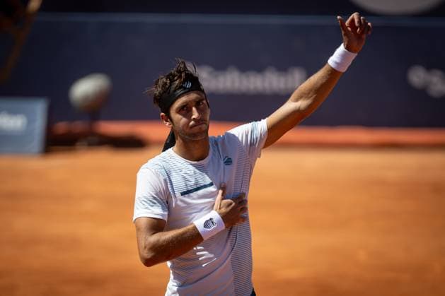 Tomas Etcheverry (Argentina) celebrates his victory over Cameron Norrie (UK) during a quarterfinal ATP, Tennis Herren 500 Barcelona Open Banc Sabadell 2024 match at Real Club de Tenis de Barcelona, in Barcelona, Spain on April 19, 2024. Photo by Felipe Mondino Copyright: x@FELIPExMONDINOx