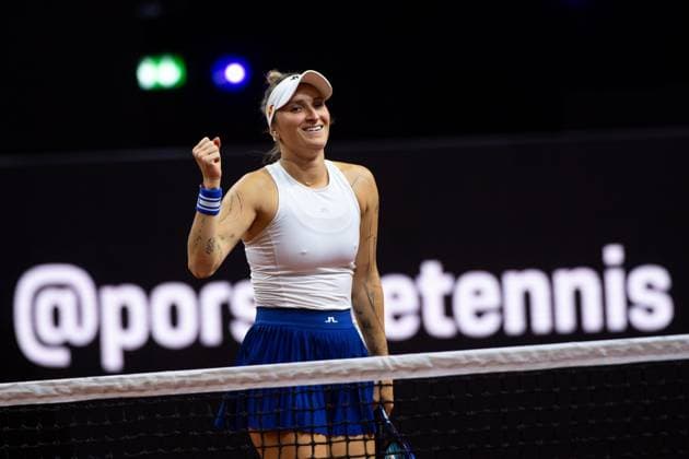 Marketa Vondrousova (Tschechien) im Bild jubelt ueber einen Satzgewinn, Marketa Vondrousova (Tschechien) vs Aryna Sabalenka (Belarus), Viertelfinale, Einzel, GER, Porsche Tennis Grand Prix Stuttgart, WTA, Tennis Damen 500, 19.04.2024 GER, Porsche Tennis Grand Prix Stuttgart, WTA 500, 19.04.2024 Stuttgart Copyright: xEibner-Pressefoto Memmlerx EP_MMR