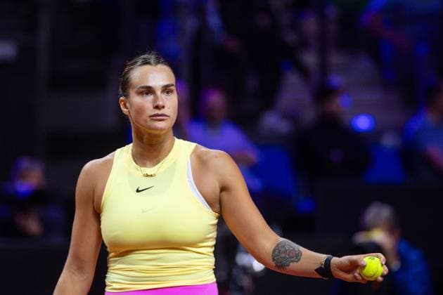 Aryna Sabalenka (Belarus) im Bild, Marketa Vondrousova (Tschechien) vs Aryna Sabalenka (Belarus), Viertelfinale, Einzel, GER, Porsche Tennis Grand Prix Stuttgart, WTA, Tennis Damen 500, 19.04.2024 GER, Porsche Tennis Grand Prix Stuttgart, WTA 500, 19.04.2024 Stuttgart Copyright: xEibner-Pressefoto Memmlerx EP_MMR