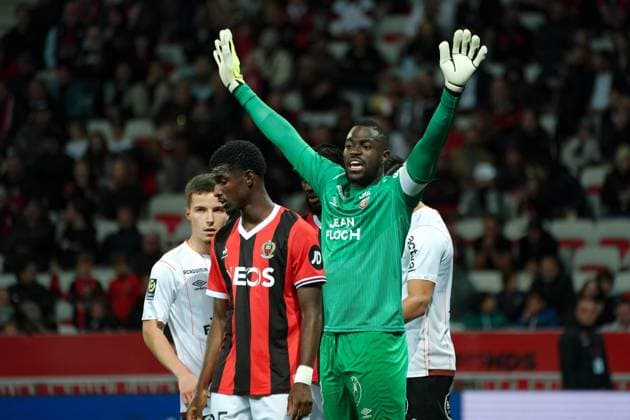 Yvon Mvogo (FC Lorient) FOOTBALL : OGC Nice vs FC Lorient - Ligue 1 Uber Eats - Nice - 19 04 2024 NorbertScanella Panoramic 