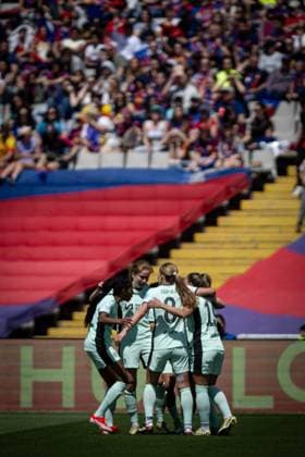 Erin Cuthbert (Chelsea Women) celebrates after scoring her team s goal during a Women s UEFA Champions League first-leg semifinal match between FC Barcelona, Barca and Chelsea Women at Estadi Olimpic Lluis Companys, in Barcelona, ,Spain on April 20, 2024. Photo by Felipe Mondino Copyright: x@FELIPExMONDINOx