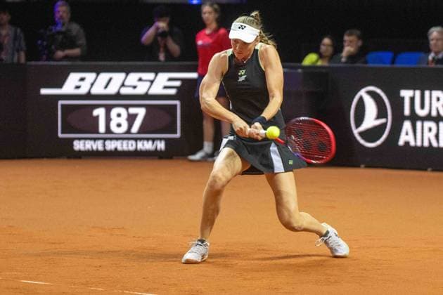 Elena Rybakina (KAZ). xettx, Deutschland, Stuttgart, 20.04.2024, Tennis, Porsche Tennis Grand Prix, Day 8, 2024, Halbfinale, I.Swiatek-E.Rybakina, Porsche Arena Foto: A2 Bildagentur Peter Hartenfelser
