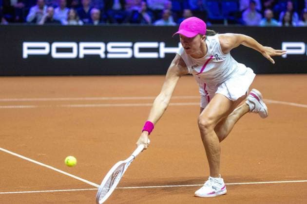 Iga Swiatek (POL). xettx, Deutschland, Stuttgart, 20.04.2024, Tennis, Porsche Tennis Grand Prix, Day 8, 2024, Halbfinale, I.Swiatek-E.Rybakina, Porsche Arena Foto: A2 Bildagentur Peter Hartenfelser