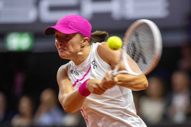 Iga Swiatek (POL). xettx, Deutschland, Stuttgart, 20.04.2024, Tennis, Porsche Tennis Grand Prix, Day 8, 2024, Halbfinale, I.Swiatek-E.Rybakina, Porsche Arena Foto: A2 Bildagentur Peter Hartenfelser
